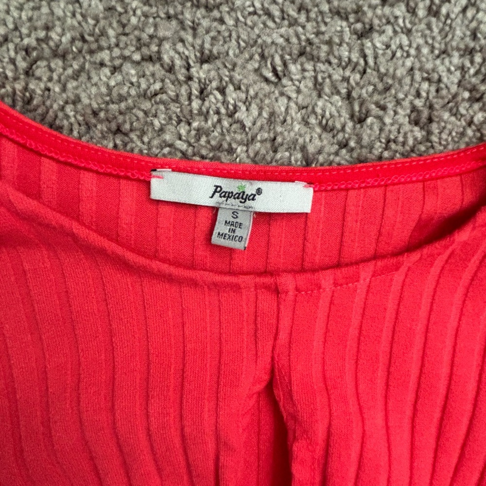Hot Pink Ribbed Twist Front Top - Picture 2 of 3